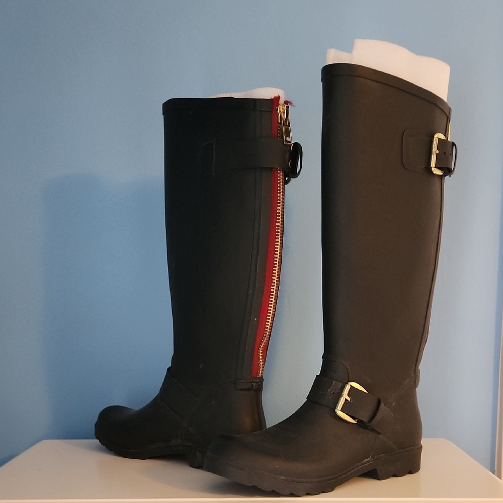 Steve Madden Black and Red Over the Knee Boots